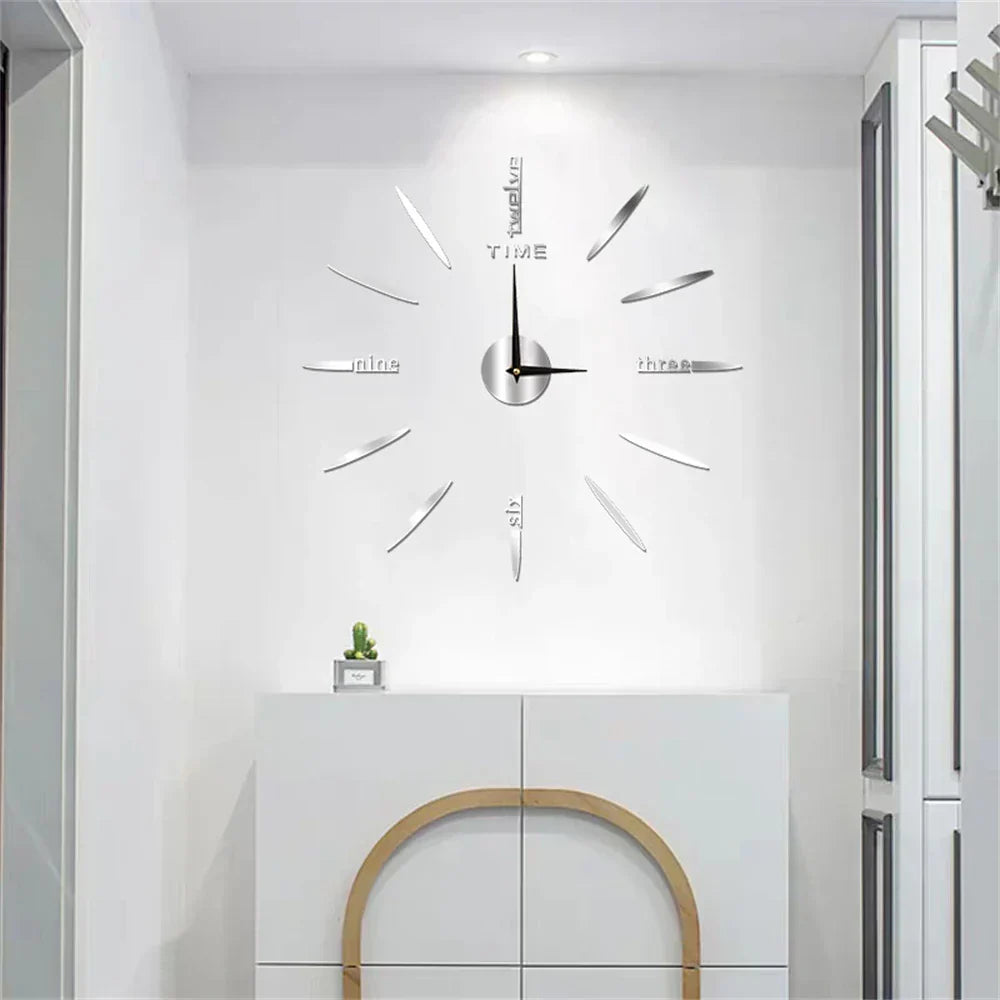 Large Modern Acrylic Mirror Wall Clock