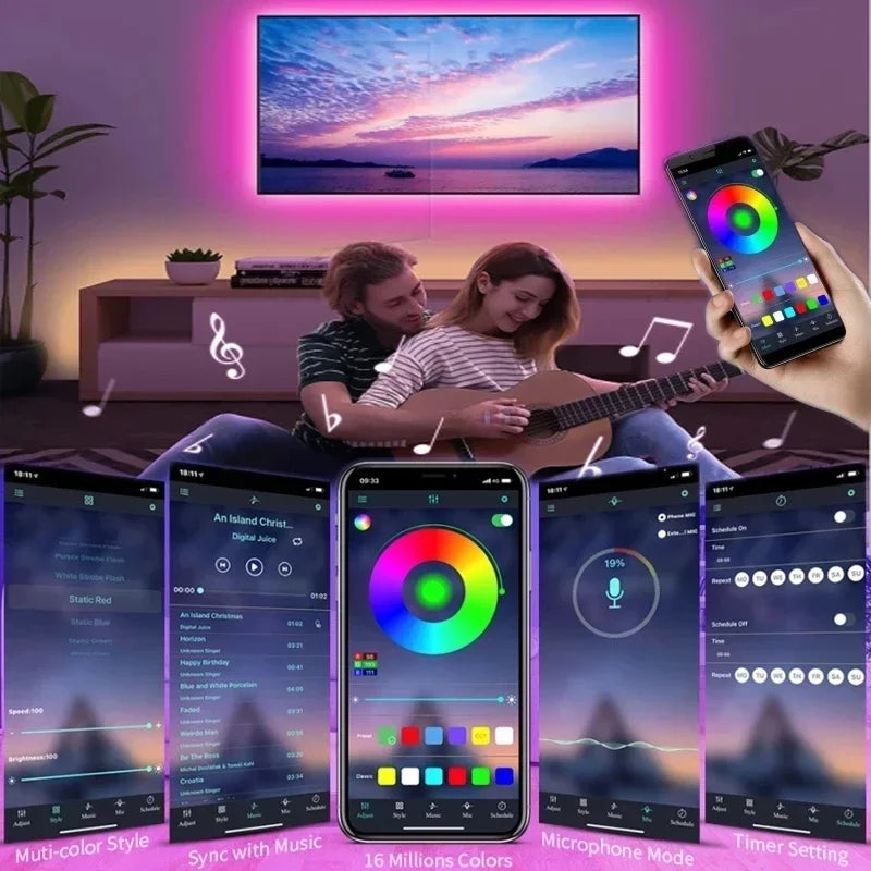 USB RGB LED Strip Lights with App Control for TV and Room Decor
