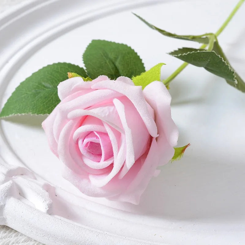 Realistic Velvet Silk Rose Bouquet - 20 Artificial Flowers for Weddings and Events