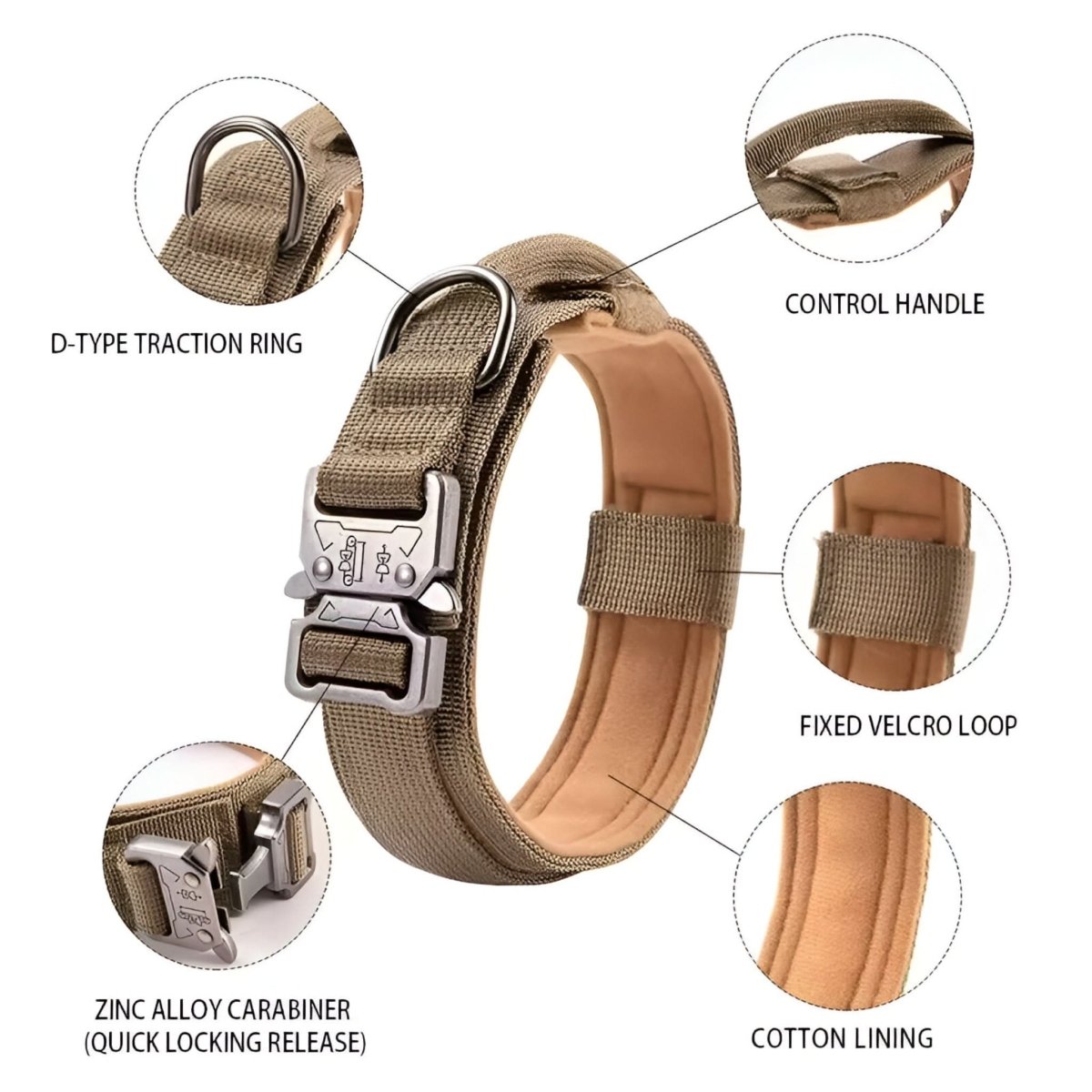 Durable Adjustable Dog Collar with Padded Comfort and Control Handle