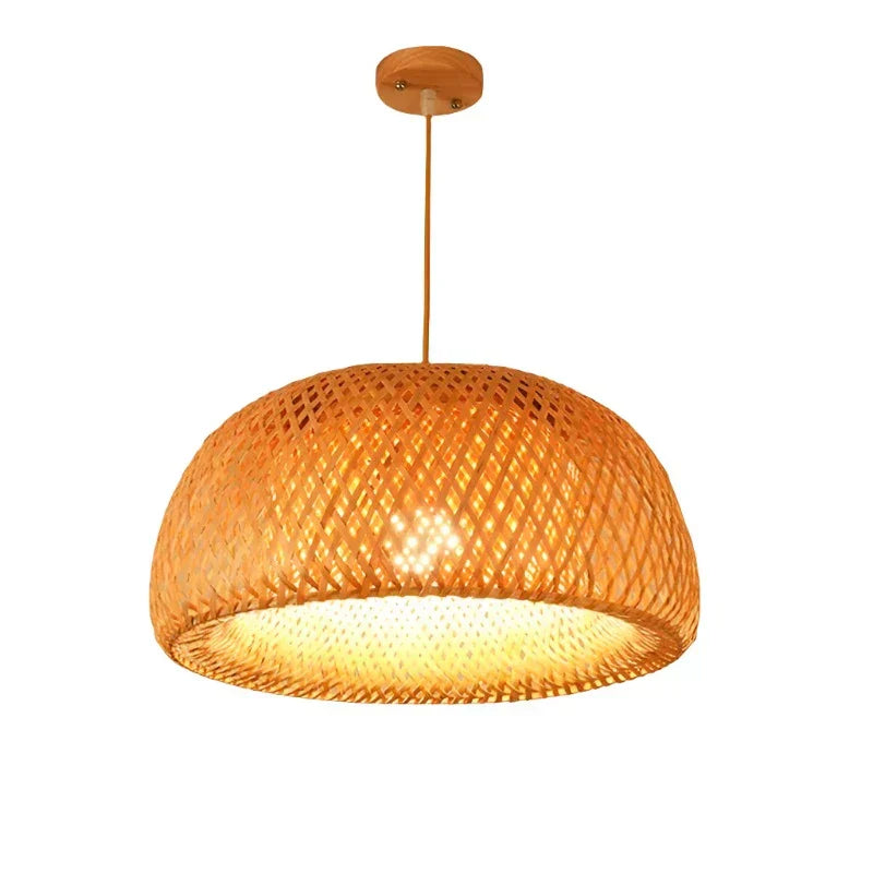 Handwoven Bamboo Pendant Light - Eco-Friendly Adjustable Ceiling Lamp