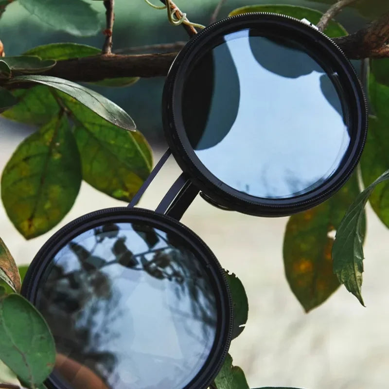 Polarized Round Sunglasses with Adjustable Dimming and UV400 Protection