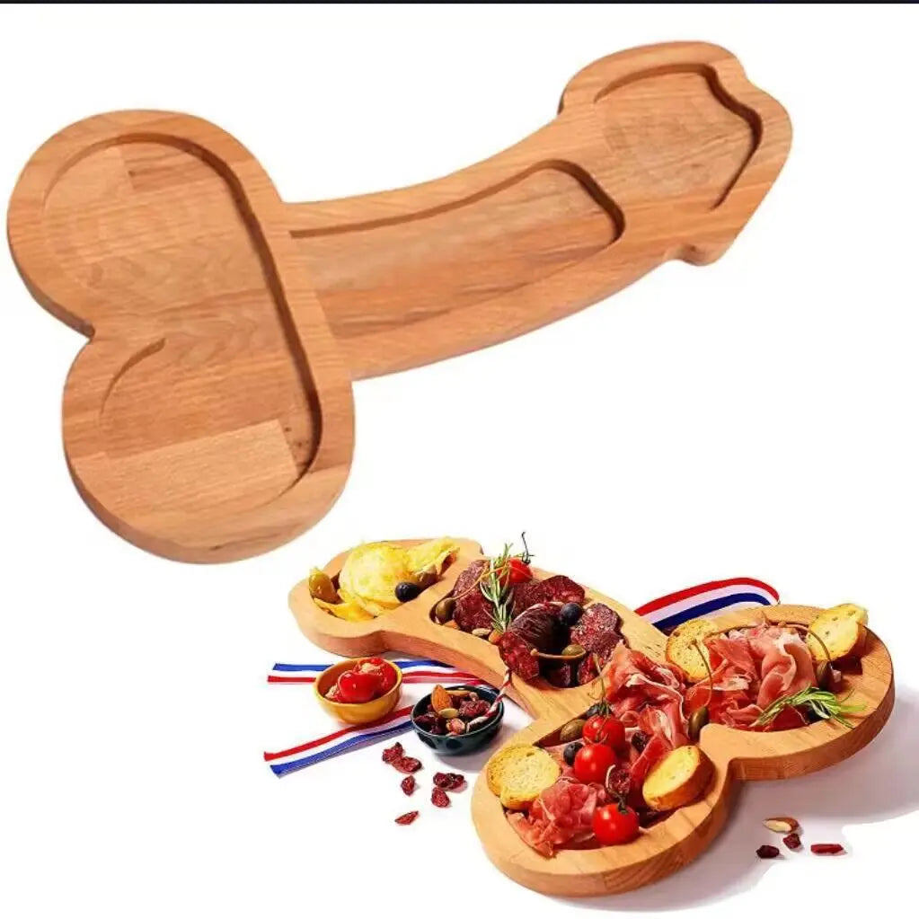 Wooden Cheese Board with Compartments for Charcuterie and Snacks