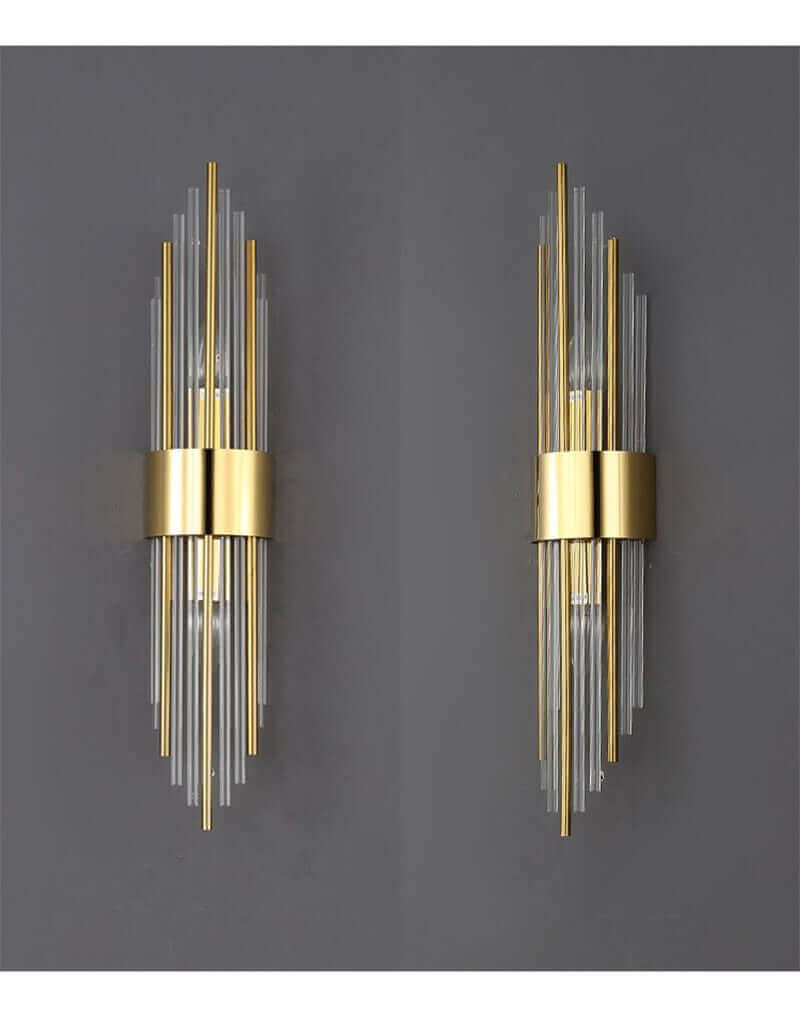 Art Deco Gold Wall Lights with Up & Down Shades