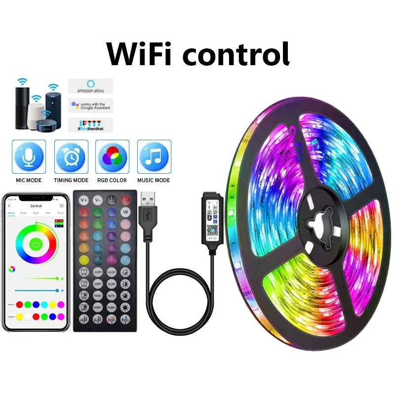 USB RGB LED Strip Lights with App Control for TV and Room Decor