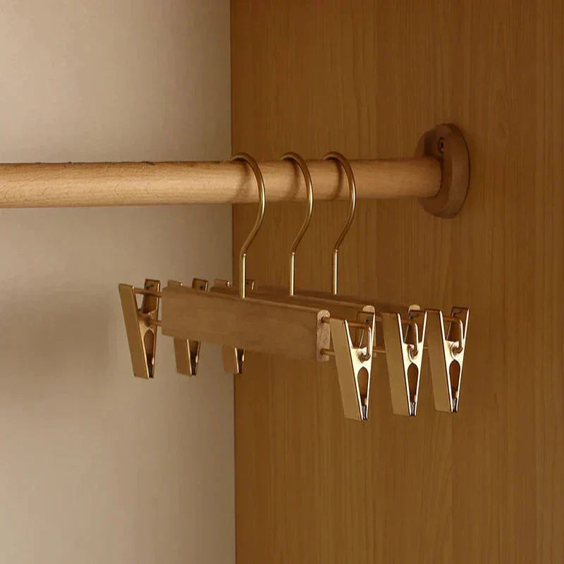 Wide Shoulder Camphor Wood Hangers with Flocked Rod, Set of 2