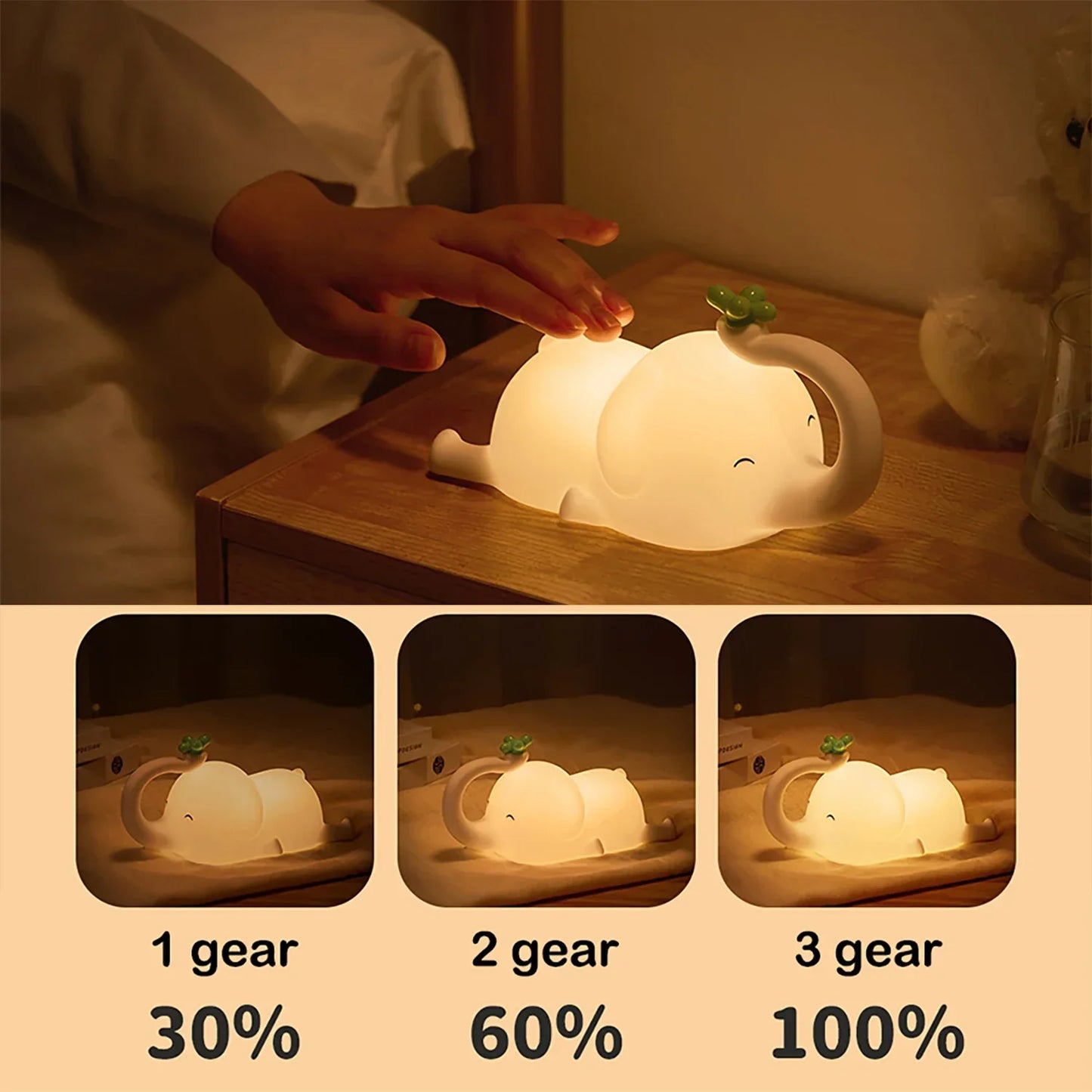 Portable Rechargeable LED Night Light with Adjustable Brightness - Soft Silicone Design