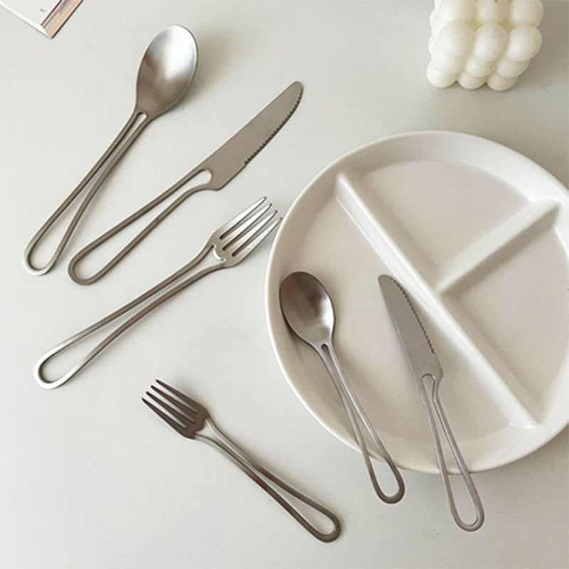 Stainless Steel Outline Cutlery Set - 3-Piece Fork, Knife, Spoon