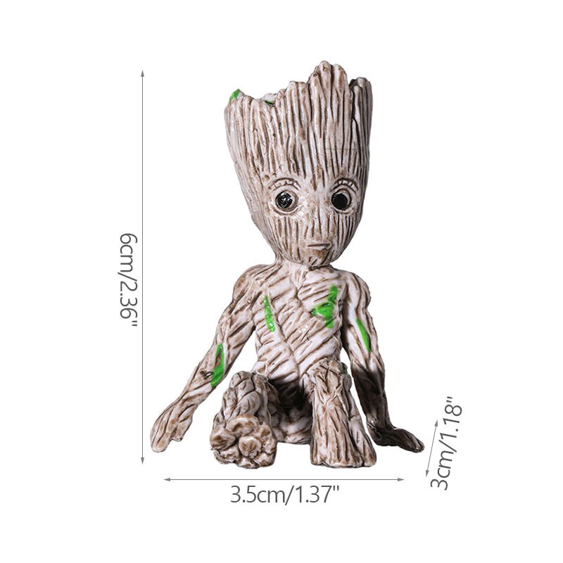 Miniature Groot Figure - Playful Resin Office Decor