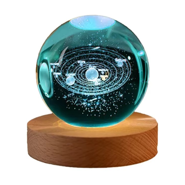 RGB Crystal Ball Night Light with Milky Way and Moon Design