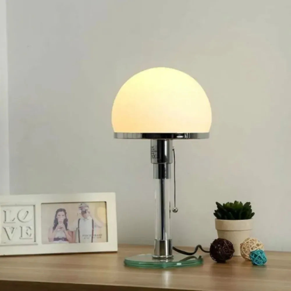 Modern Minimalist Glass LED Table Lamp with Silver Finish