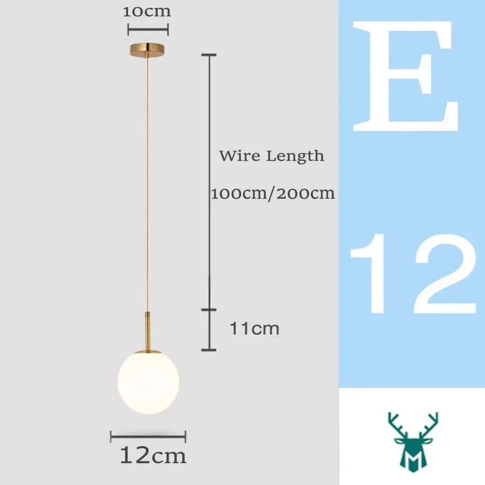 Mid-Century Modern Glass Ball Pendant Light with White Shade