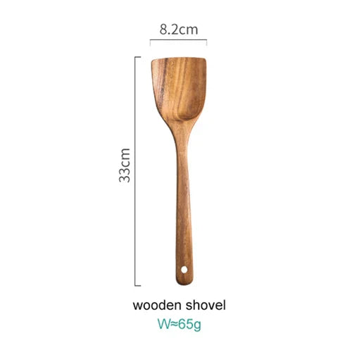 Acacia Wood Kitchen Utensil Set with Display Stand