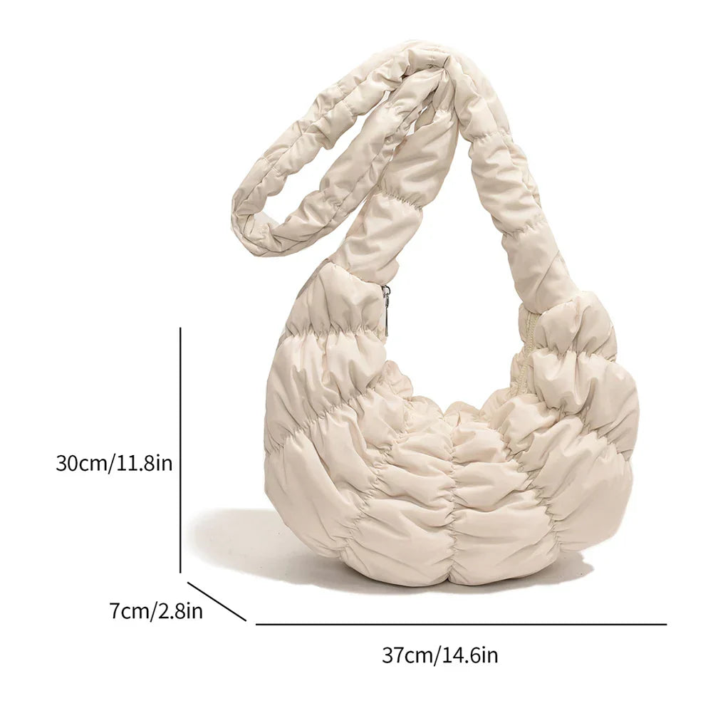 Puff Croissant Shoulder Bag - Lightweight Nylon Tote