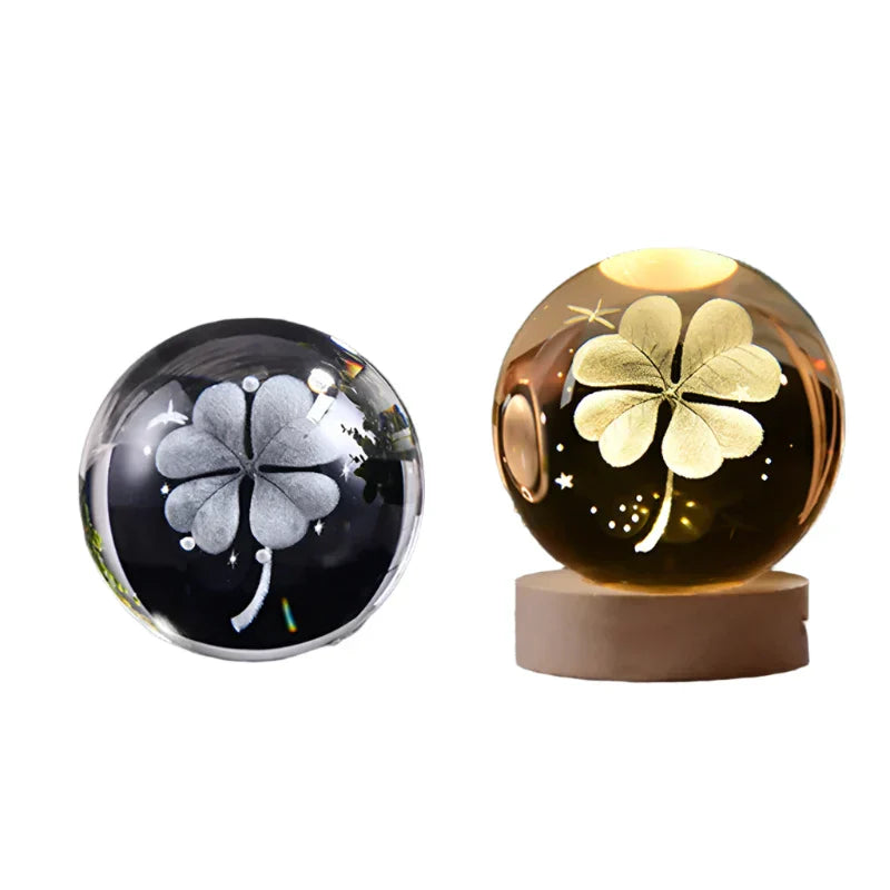 3D Crystal Starry Sky Projector Night Light with Wooden Base