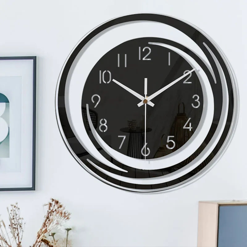 Black Acrylic Minimalist Wall Clock - Modern Nordic Design