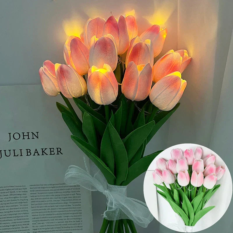LED Faux Tulip Bouquet Lamp for Weddings and Home Decor