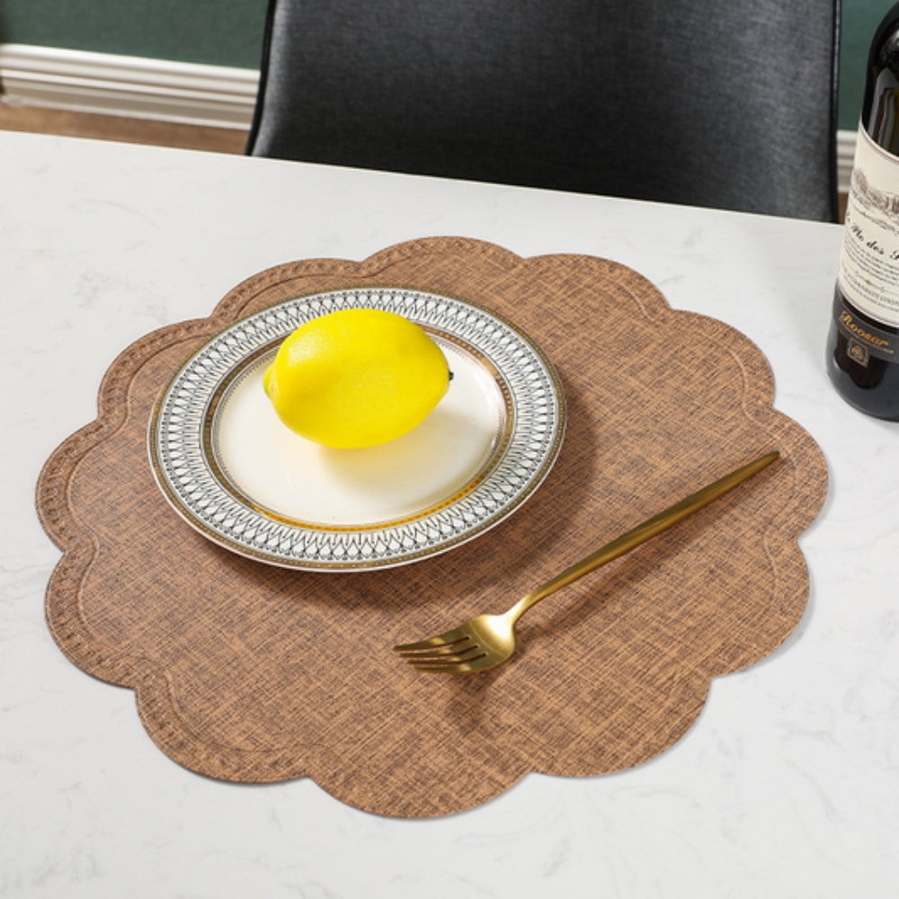 Scalloped Waterproof PU Leather Placemat
