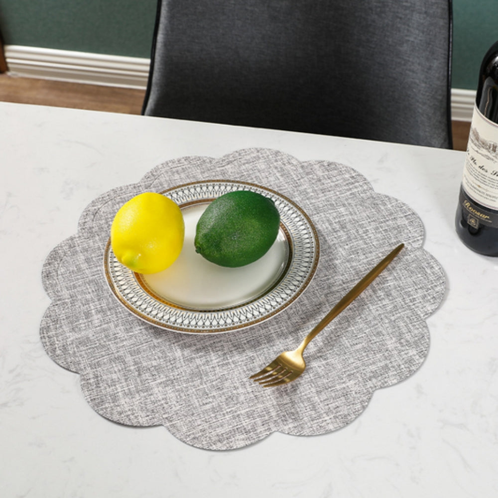 Scalloped Waterproof PU Leather Placemat