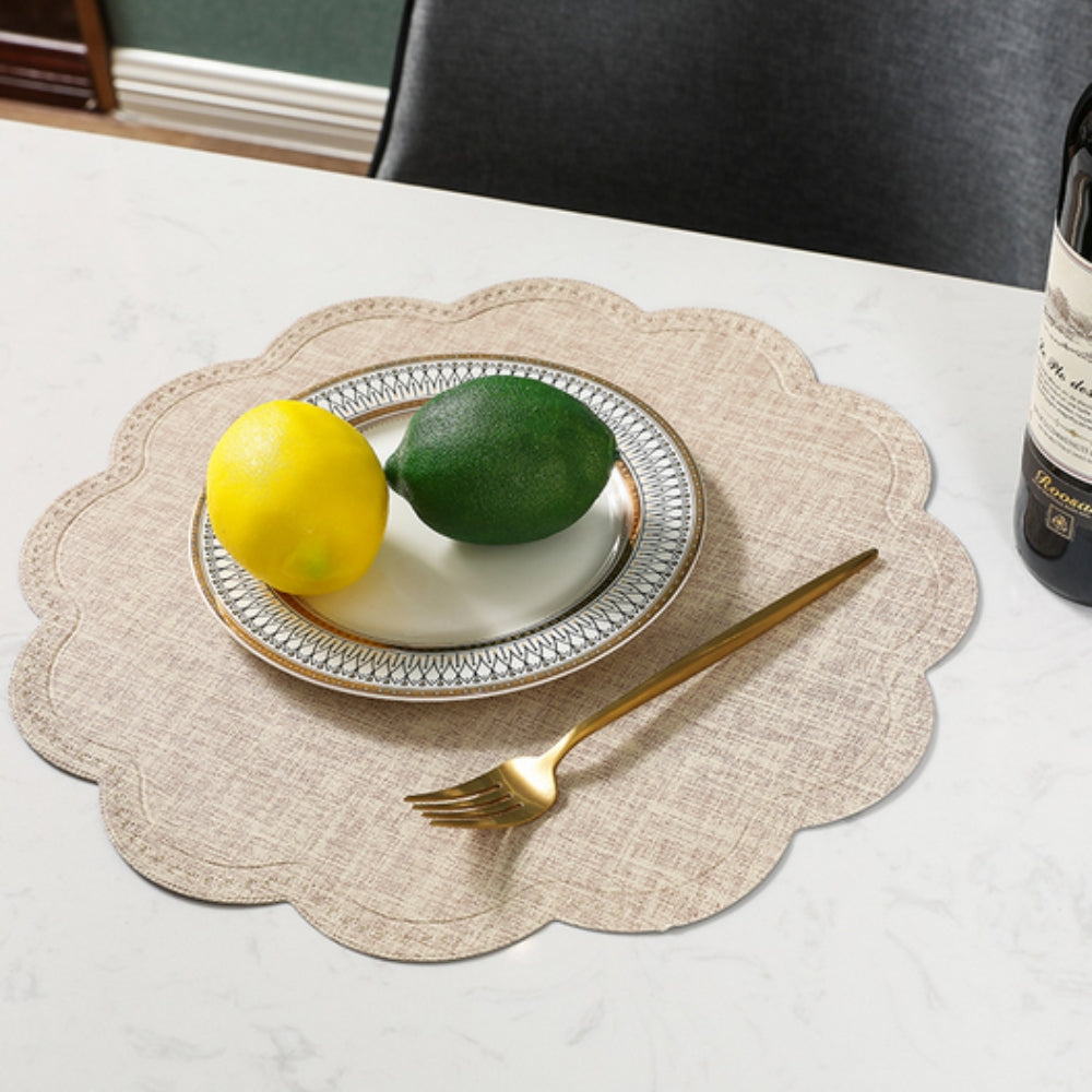 Scalloped Waterproof PU Leather Placemat