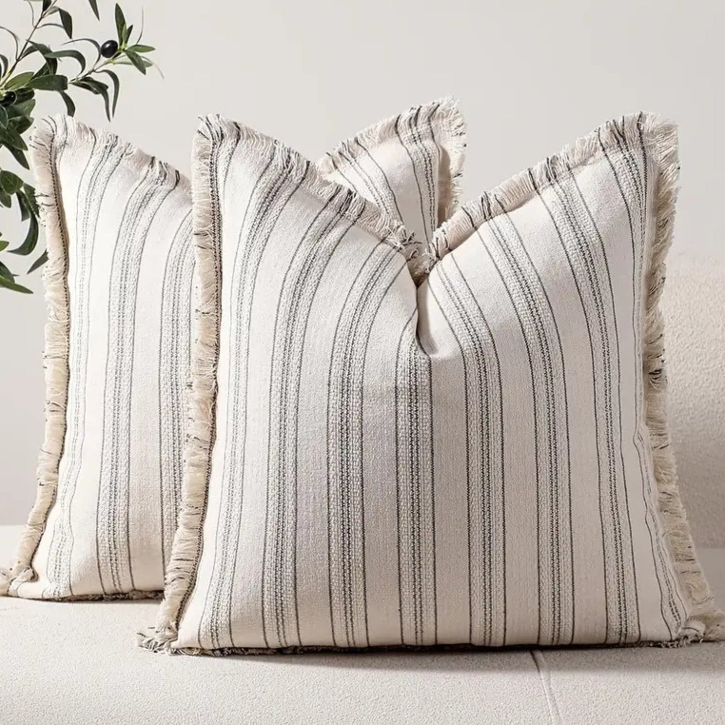Textured Fringe Jacquard Cushion Cover 18x18 Inches