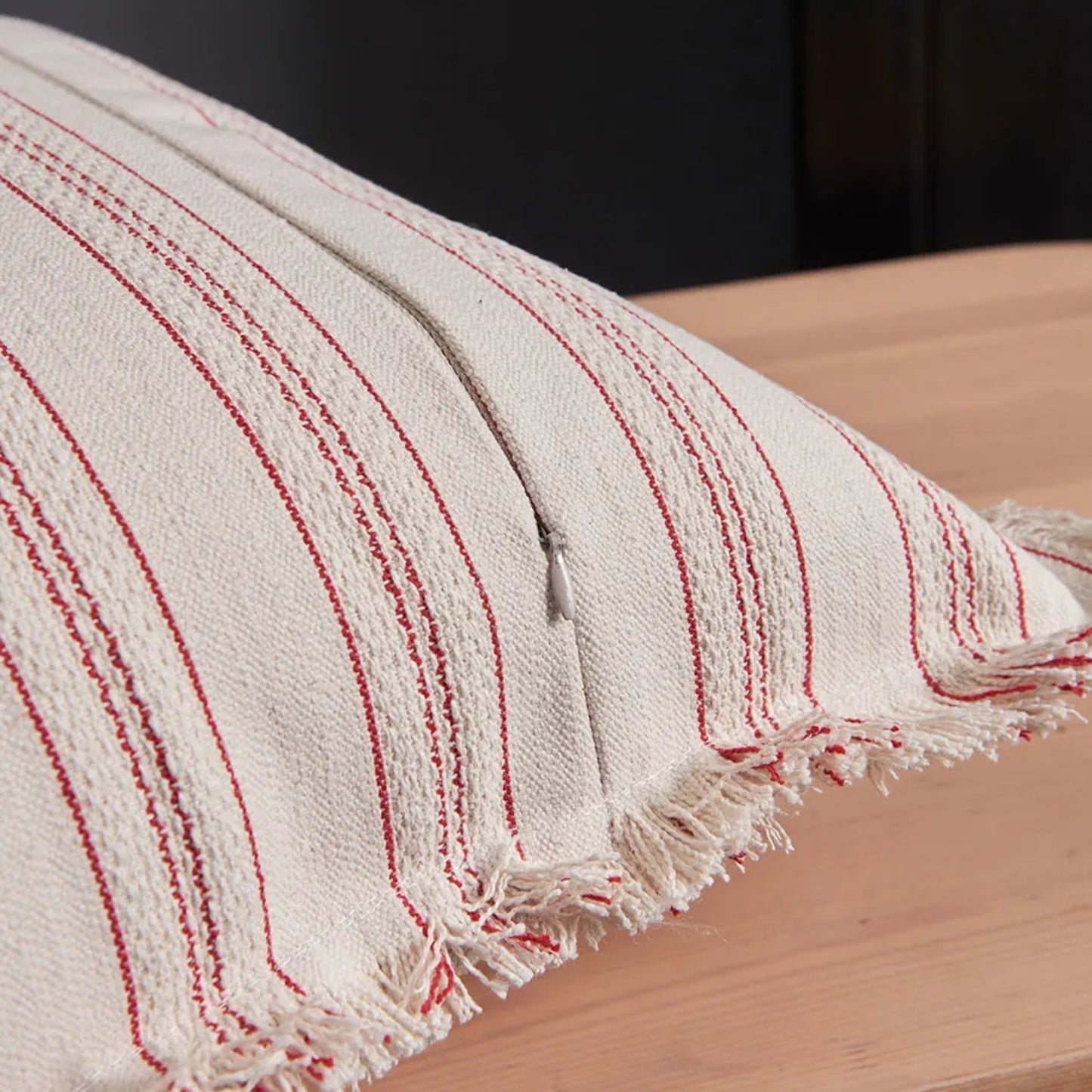 Textured Fringe Jacquard Cushion Cover 18x18 Inches