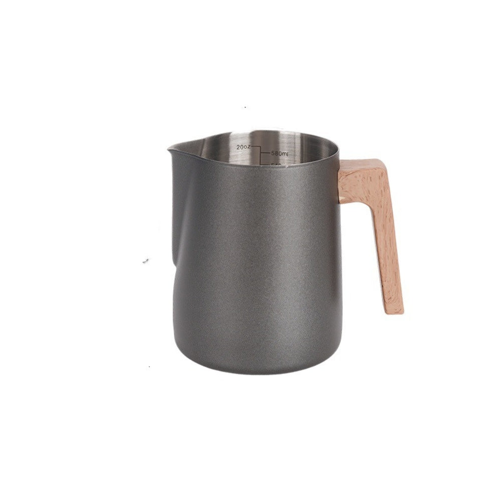 Scandinavian Stainless Steel Milk Frothing Pitcher with Wood Handle