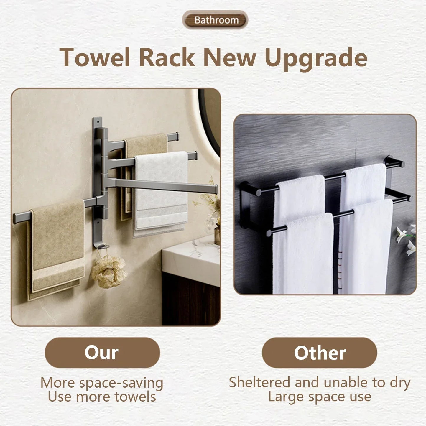 Rotatable Aluminum Towel Holder with Adjustable Bars