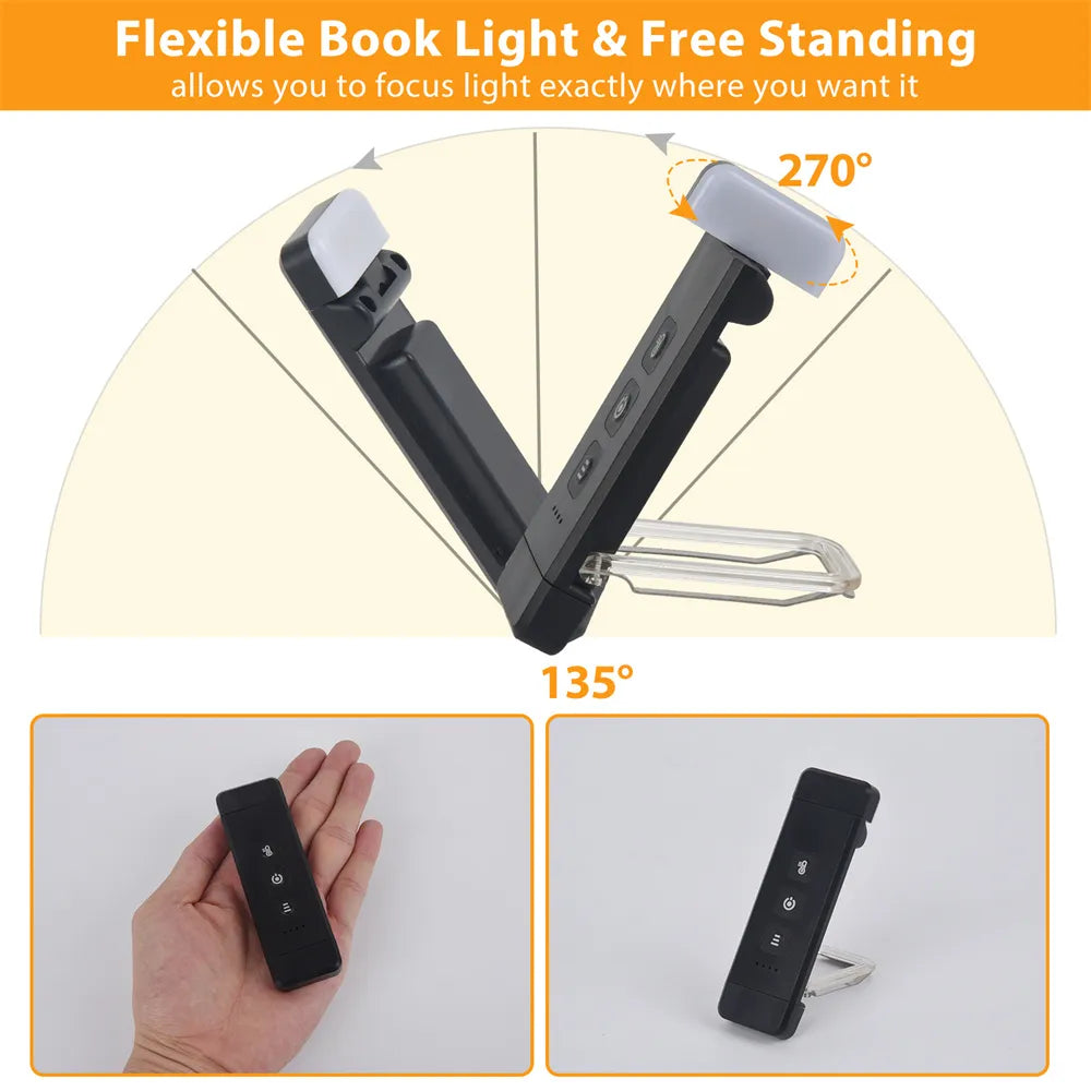 Clip-on LED Bookmark Light with Timer and Rechargeable Battery