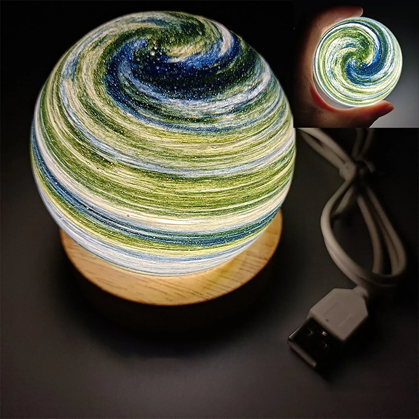 3D Crystal Planet Mini Night Lamp - LED Galaxy Decor