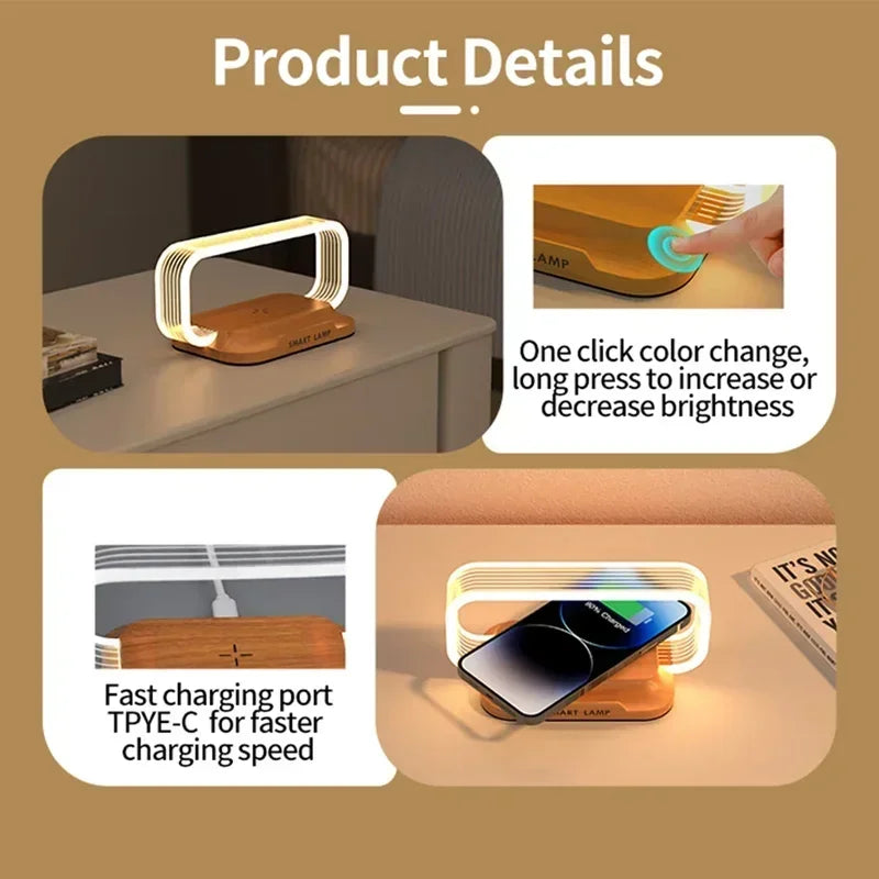 Dimmable LED Table Lamp with Wireless Charger and Touch Control