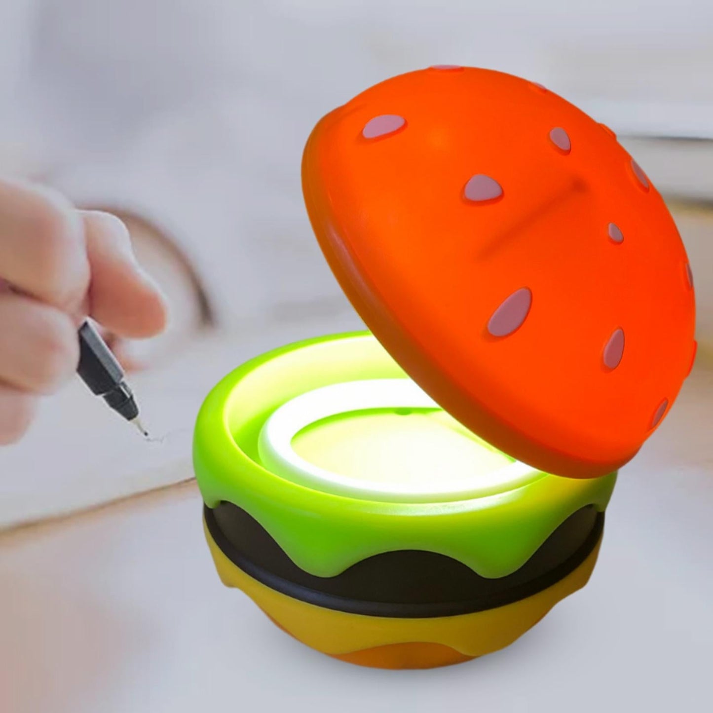Foldable Wireless Hamburger Table Lamp with Adjustable Brightness