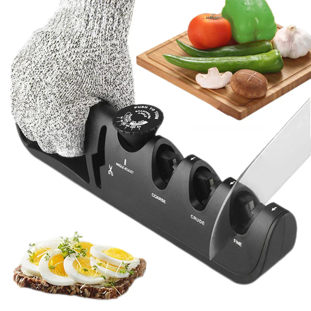 4-in-1 Knife Sharpener with Adjustable Angle and Non-Slip Base