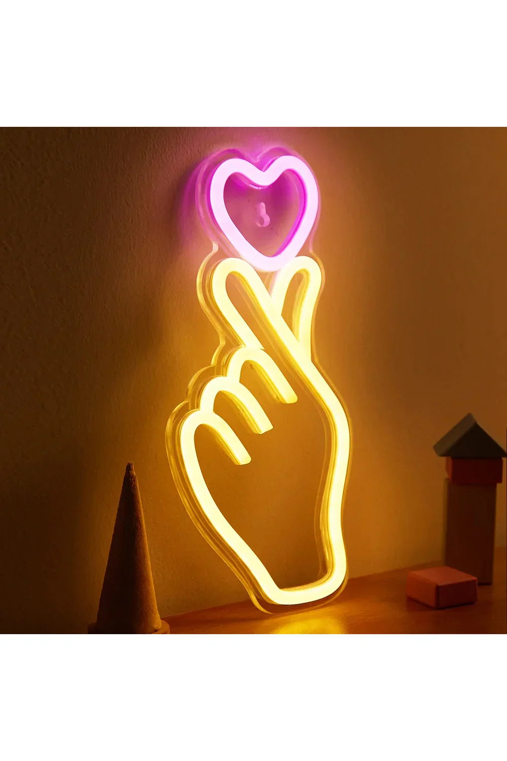 Hand Heart LED Neon Sign - Acrylic Wall Decor