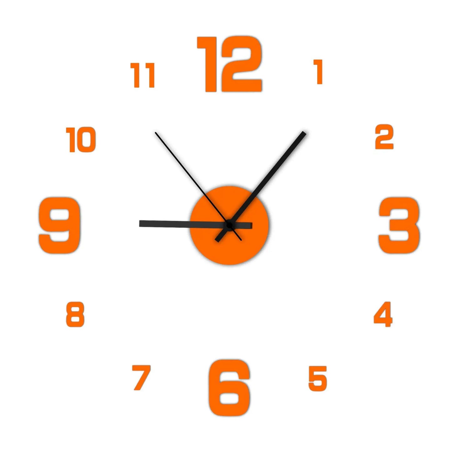 Frameless Contemporary Wall Clock with Large Numbers
