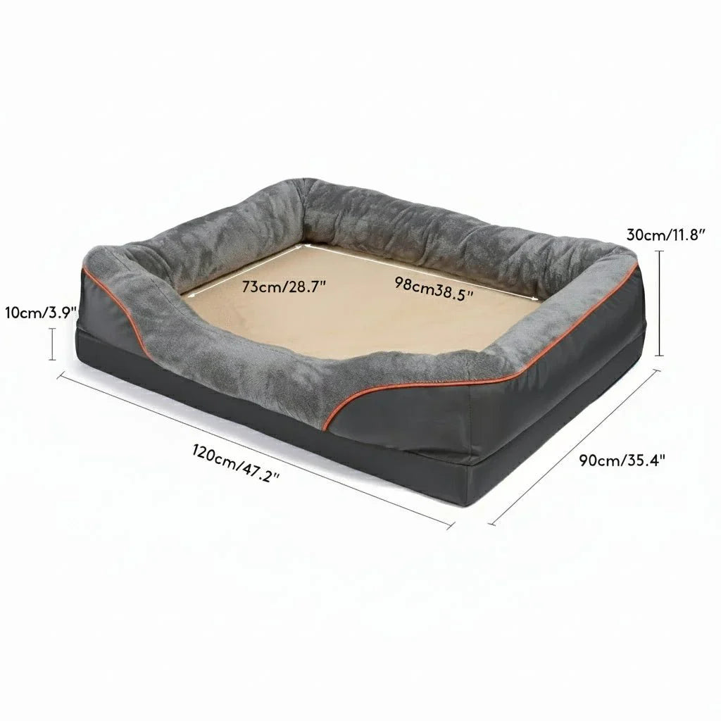 Waterproof Orthopedic Dog Bed with Memory Foam Support and Elevated Pillow