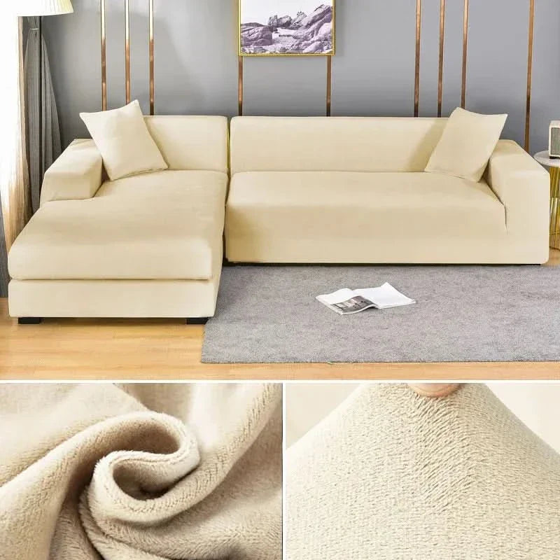 Stretch Velvet Sofa Cover for L-Shaped and Traditional Couches