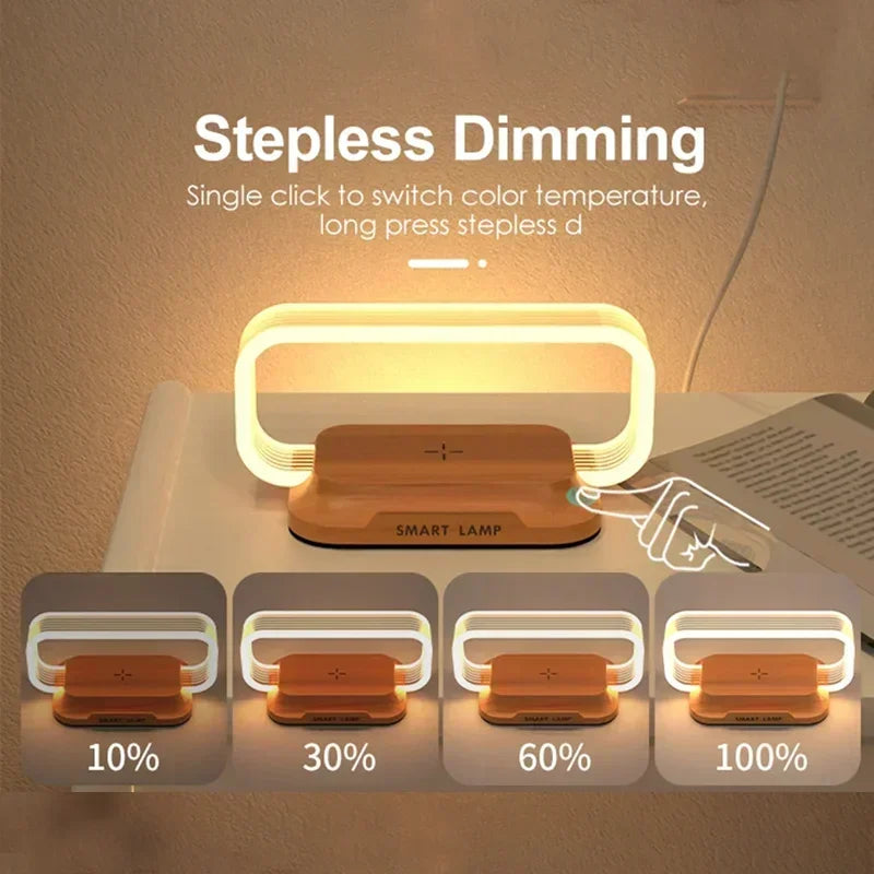 Dimmable LED Table Lamp with Wireless Charger and Touch Control