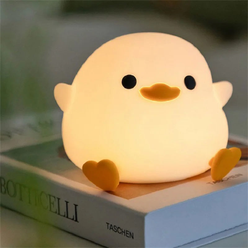 Duck Night Light - Soft LED Bedside Lamp - Child-Safe Silicone - Touch Control & Portable