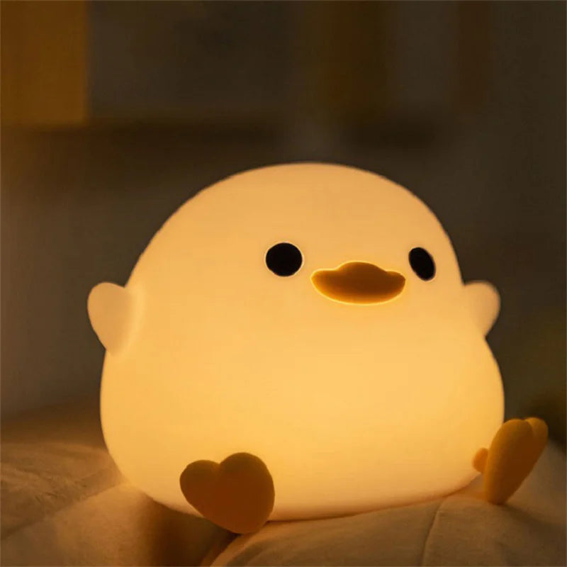 Duck Night Light - Soft LED Bedside Lamp - Child-Safe Silicone - Touch Control & Portable