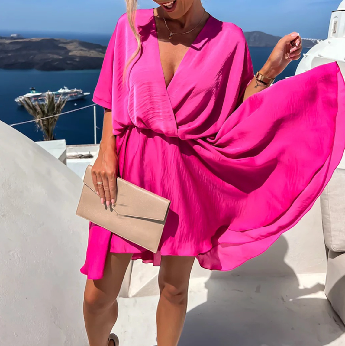V-Neck Loose Fit Women's Summer Dress