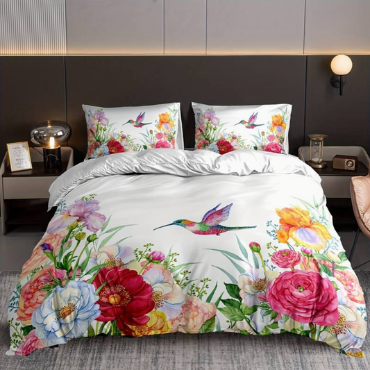 Colorful Floral Duvet Set with Pillowcases