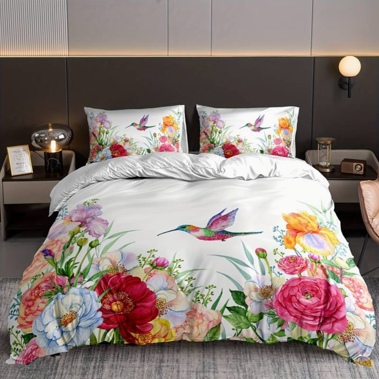 Colorful Floral Duvet Cover Set with Pillowcases