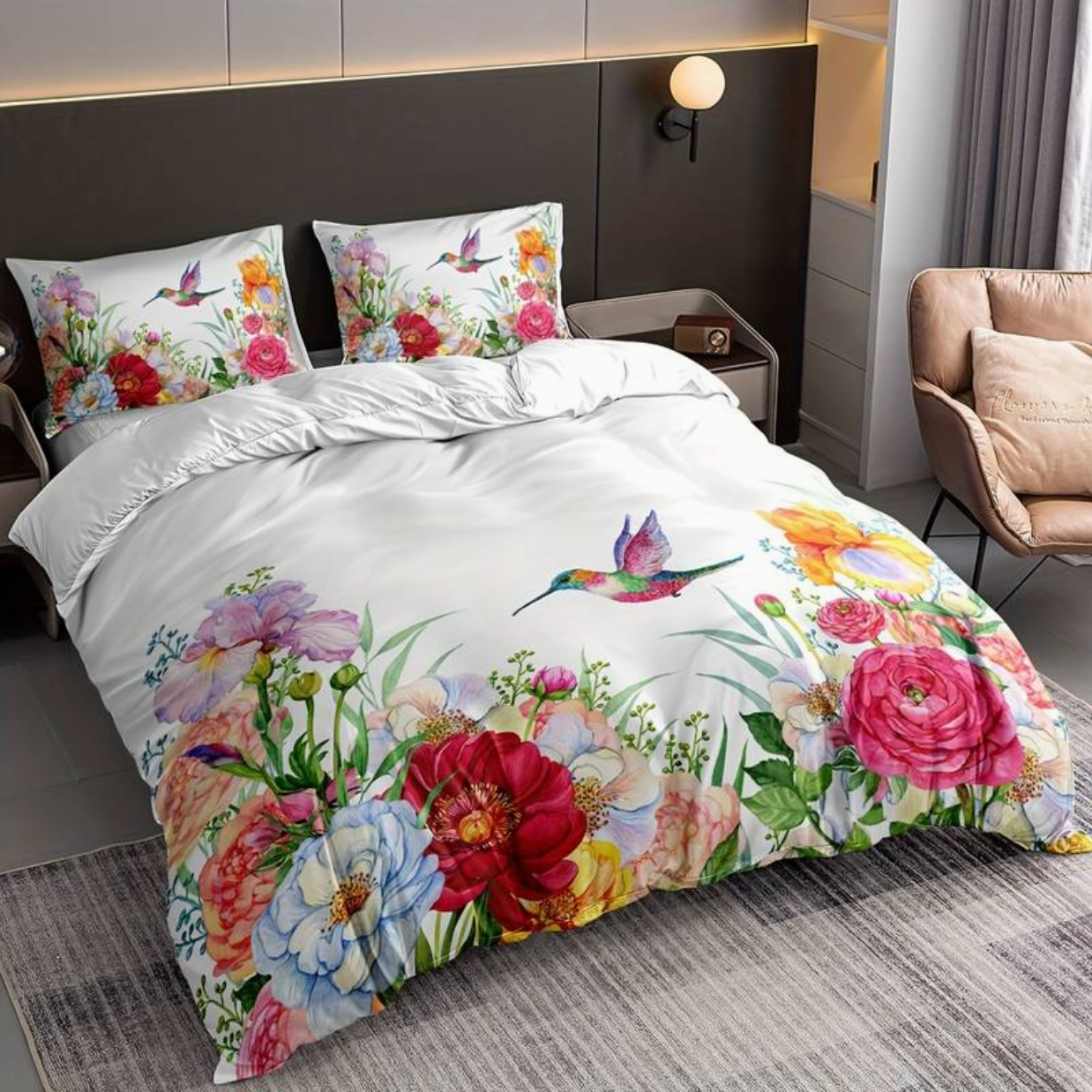 Colorful Floral Duvet Cover Set with Pillowcases