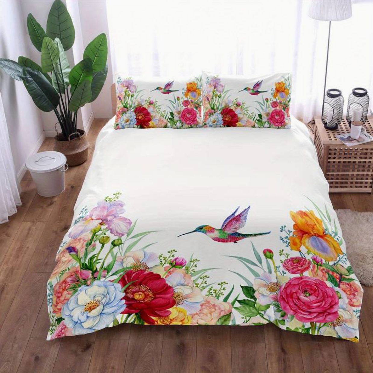 Colorful Floral Duvet Set with Pillowcases