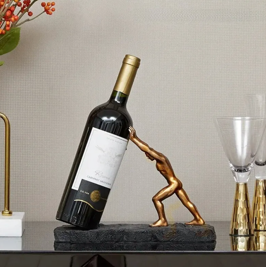 Premium Metal Wine Bottle Holder - Contemporary Gold or Silver Design