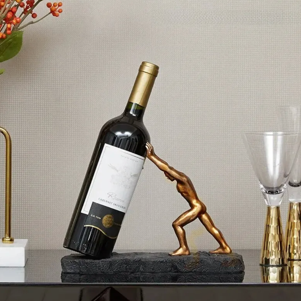 Premium Metal Wine Bottle Holder - Contemporary Gold or Silver Design