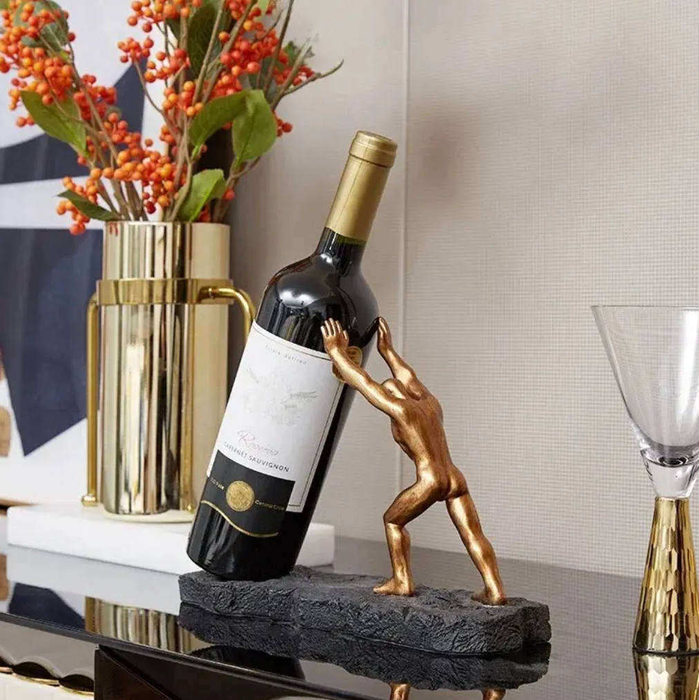 Premium Metal Wine Bottle Holder - Contemporary Gold or Silver Design
