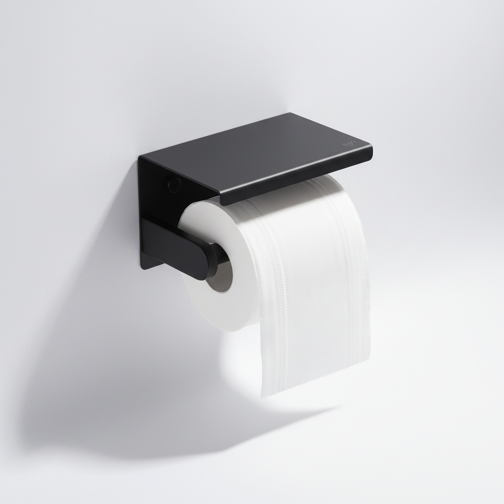 Stainless Steel Wall-Mounted Toilet Paper Holder with Smartphone Shelf