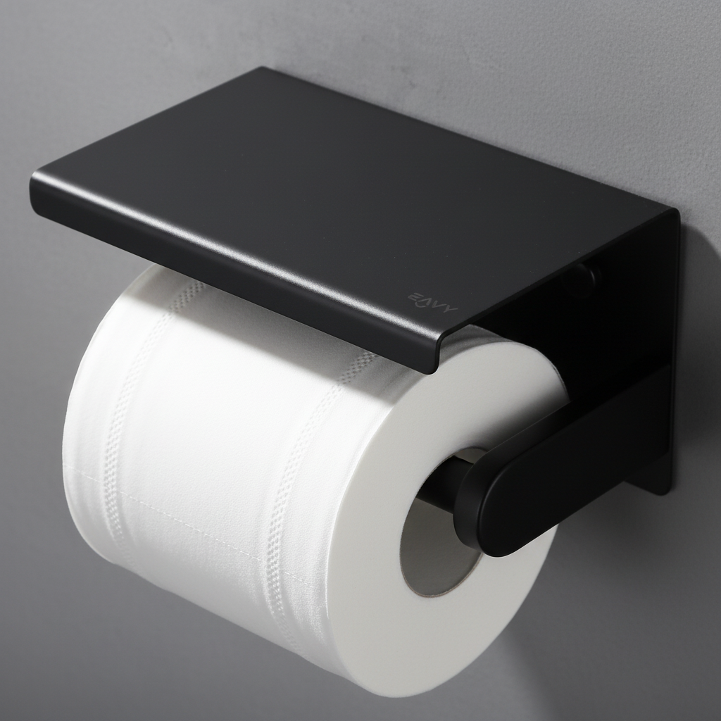 Stainless Steel Wall-Mounted Toilet Paper Holder with Smartphone Shelf